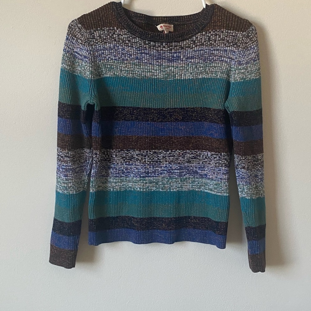 Brooks Brothers Metallic Striped Rib Knit Sweater
